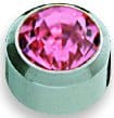 Cyrkon różowy w oprawie pełnej kolor srebrny / 1para